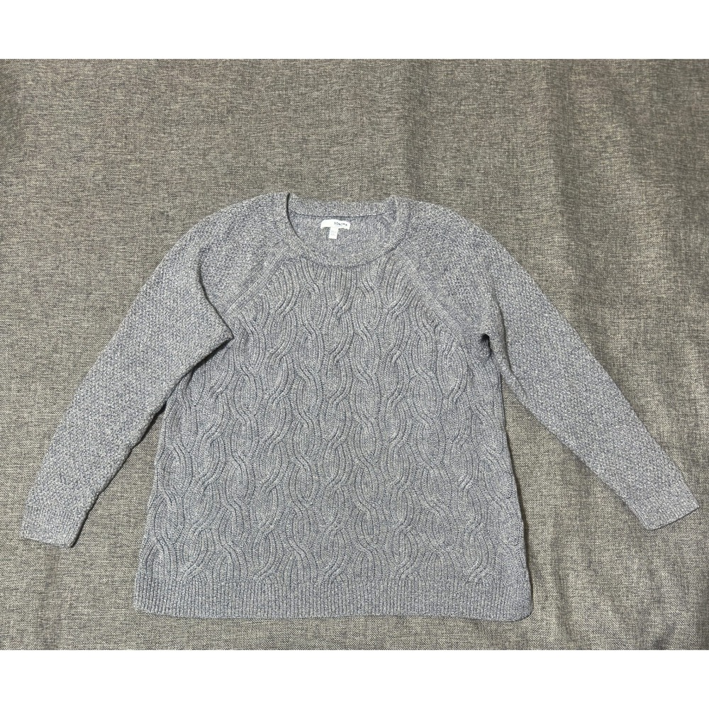 Sonoma Womens XXL Sweater Gray Cable Knit Long Sleeve Crew Neck Cotton Blend